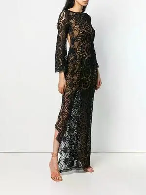 Alberta Ferretti Black Crocheted Dress