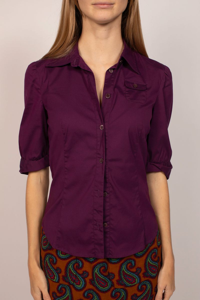 Miu Miu Purple 1/4 Sleeve Button Up