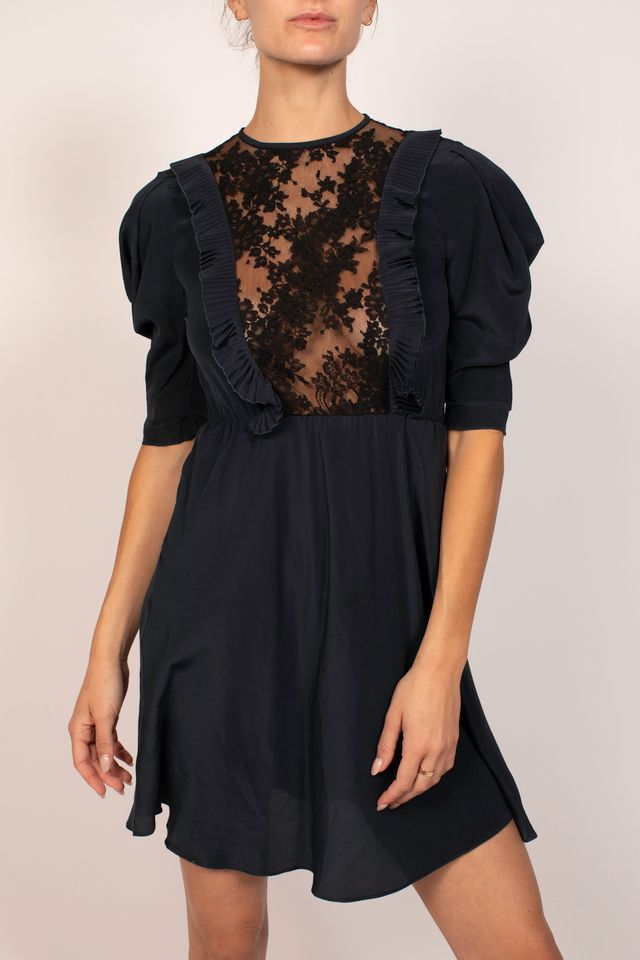 Miu Miu Navy Blue & Lace Mini Dress