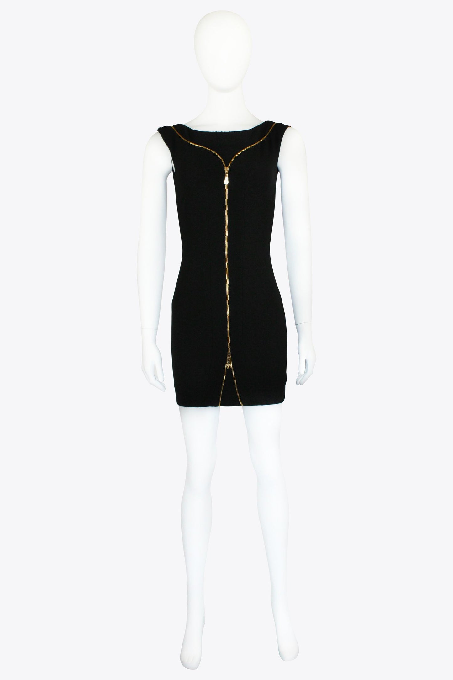 Versace Black Zipper Bodycon Mini Dress