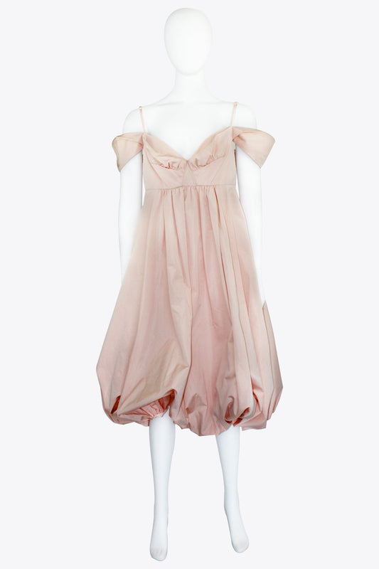 Simone Rocha Light Pink Off-the-Shoulder Bubble Hem Gown