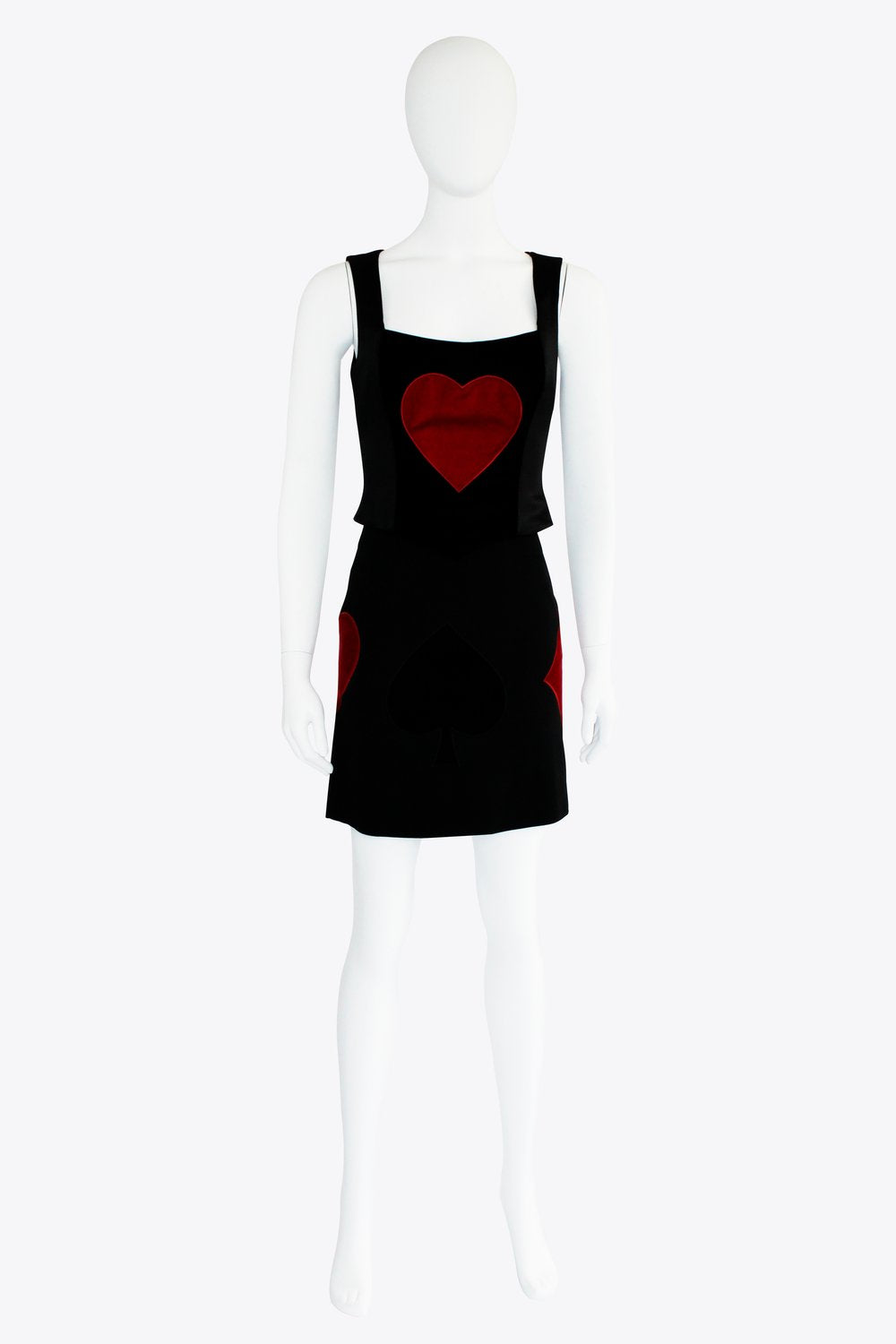 Moschino Black Matching Red Heart Skirt Set