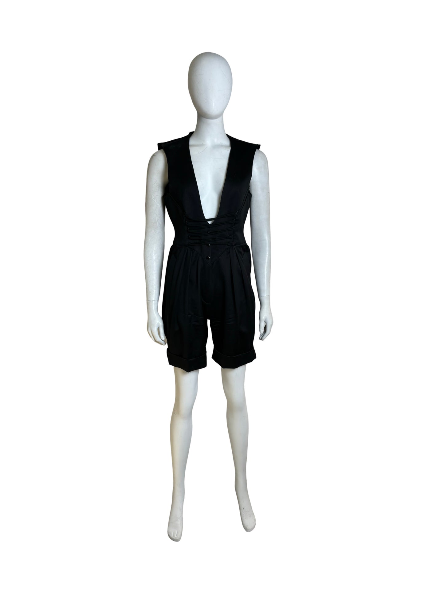 Mugler Black Romper with Sinched Waist