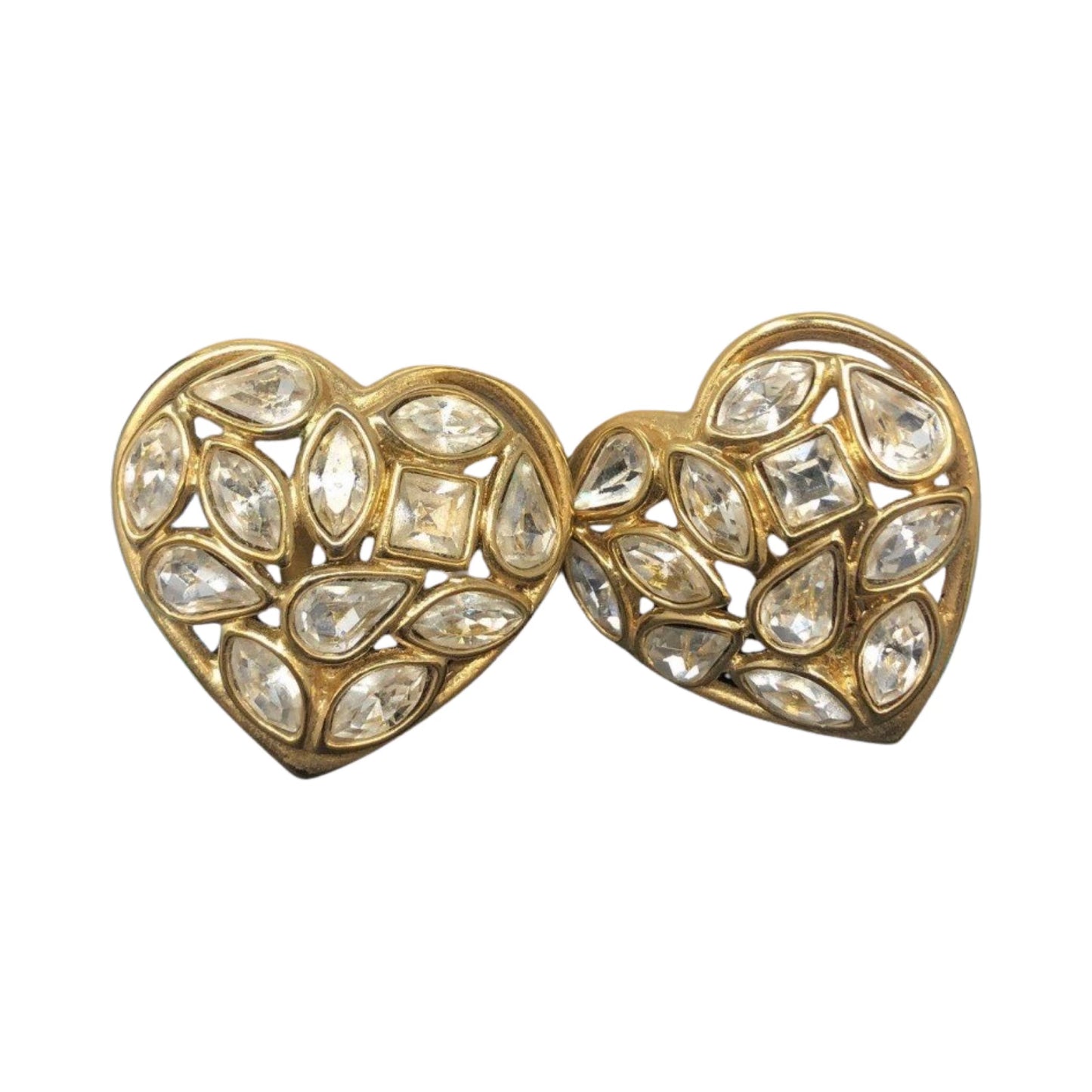 Saint Laurent Gold Diamond Heart Earings