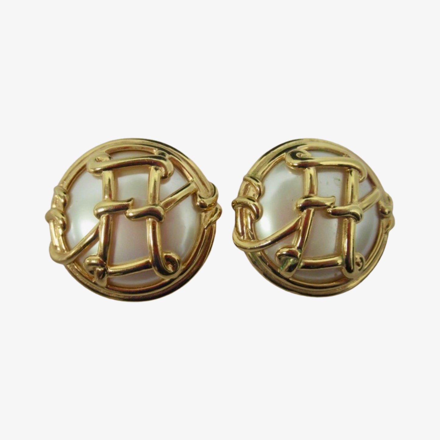 Fendi Gold Pearl Circle Earings