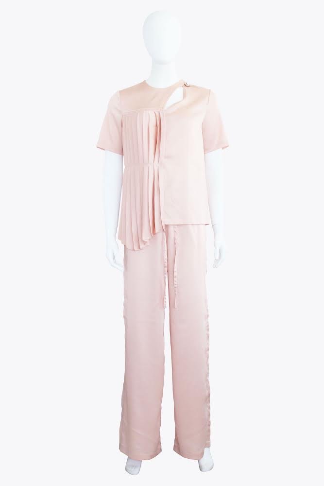 Yigal Azrouel Pink Matching Pant Set With Pleating