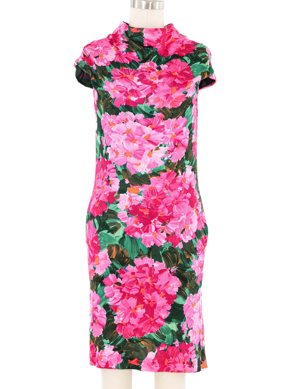 Balenciaga Pink and Green Floral Dress