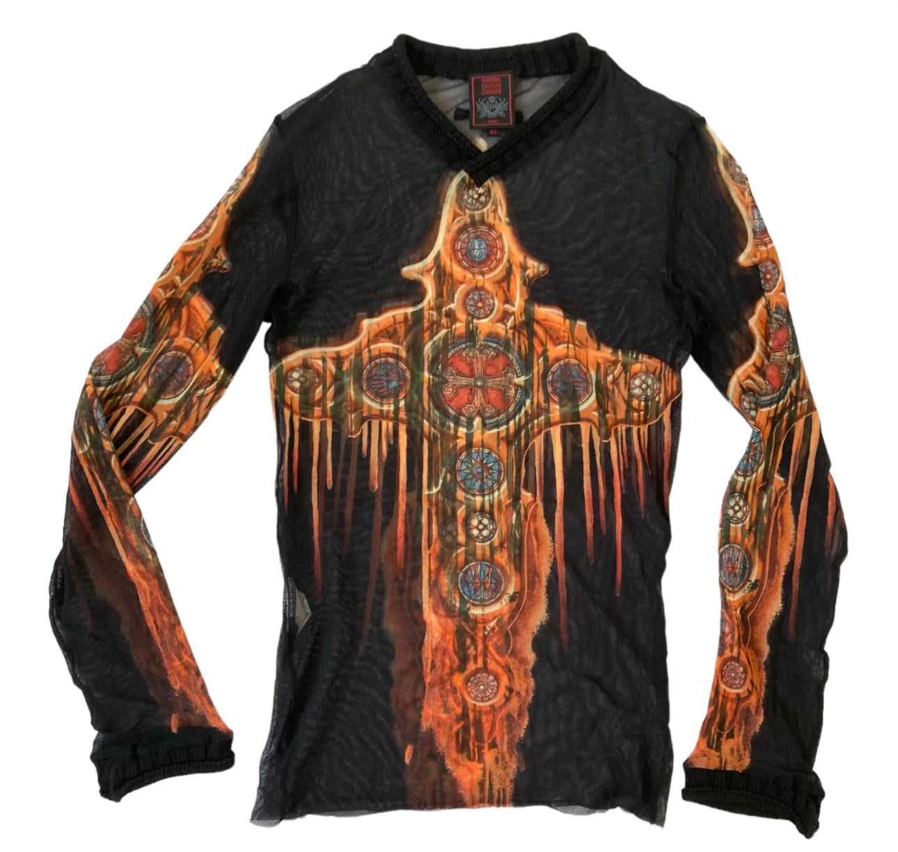 Jean Paul Gaultier Black Orange Cross Longsleeve Top