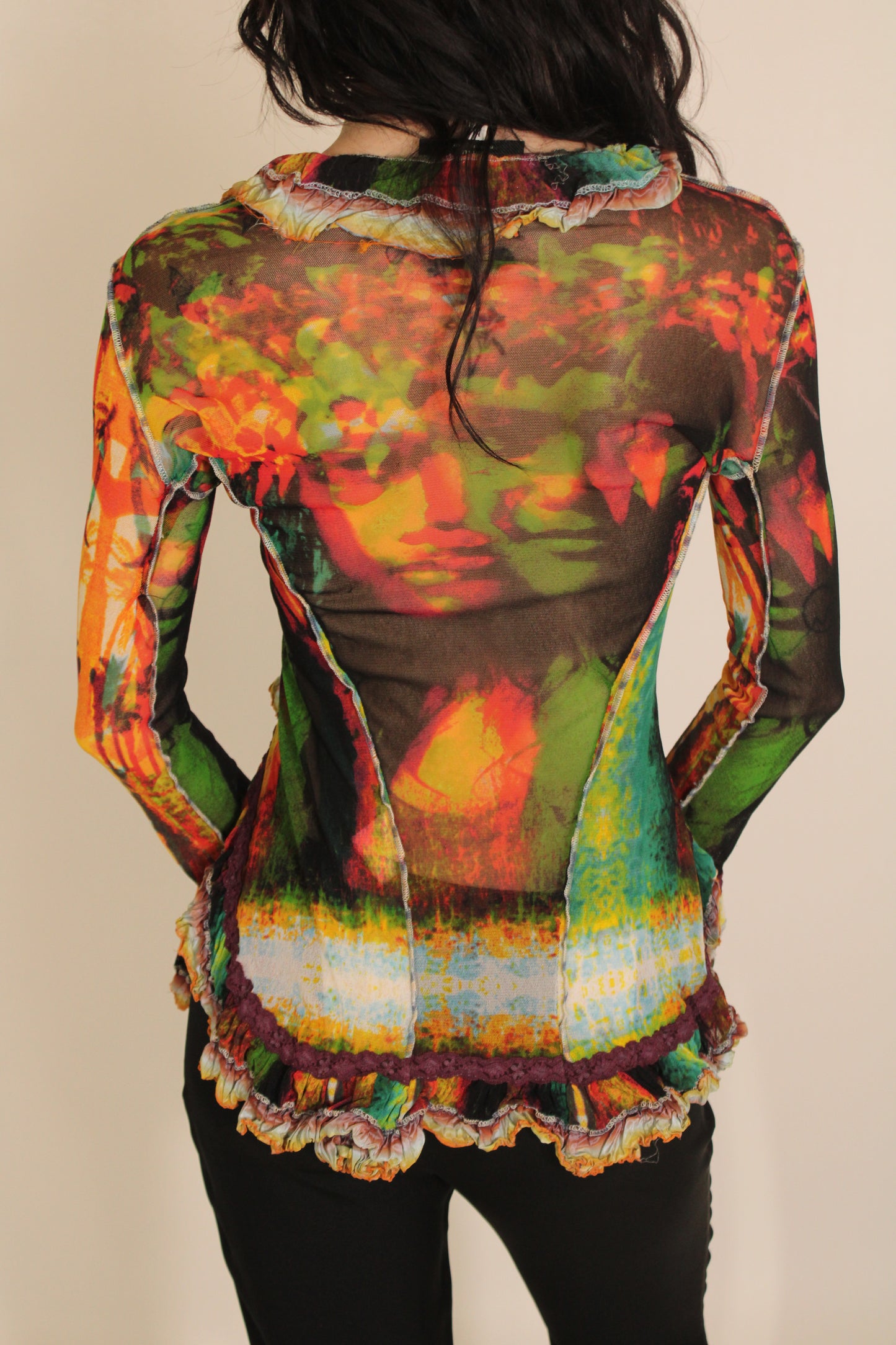 Jean Paul Gaultier Rainbow Front Tie Top