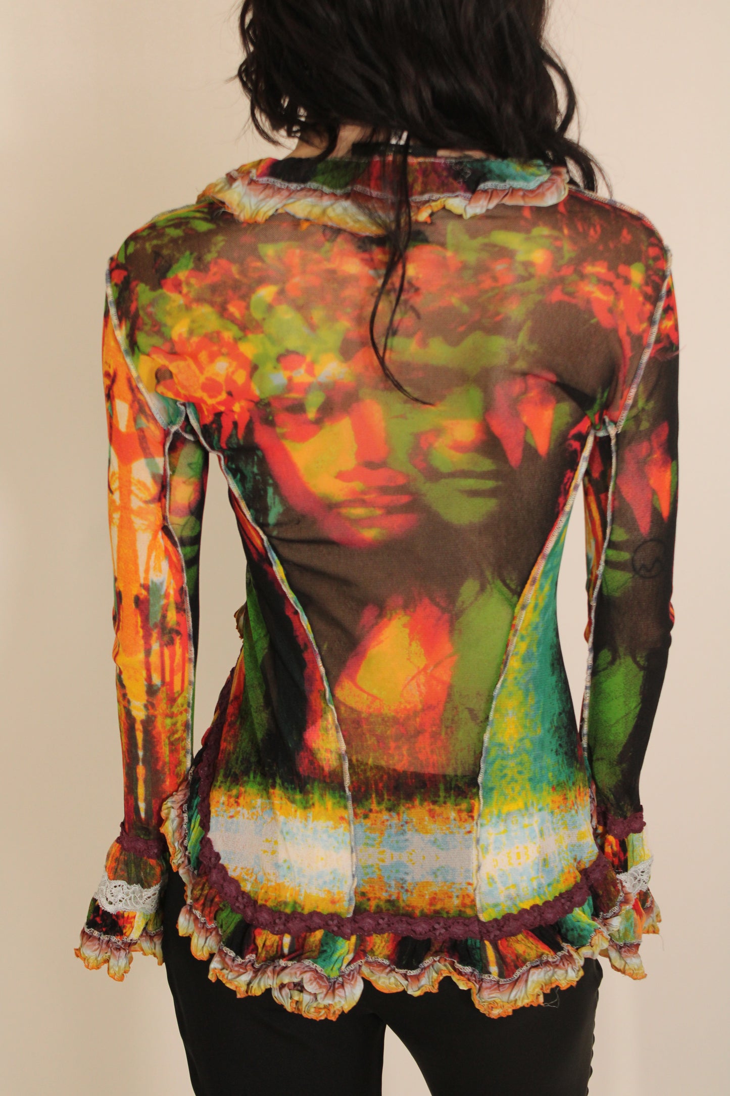 Jean Paul Gaultier Rainbow Front Tie Top