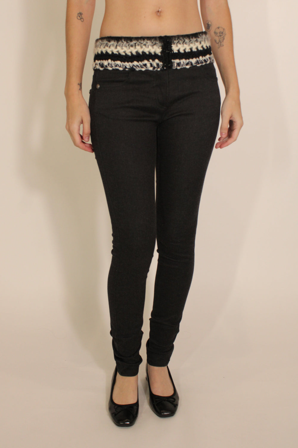 Chanel Black Trouser Pants With Wool Waistband