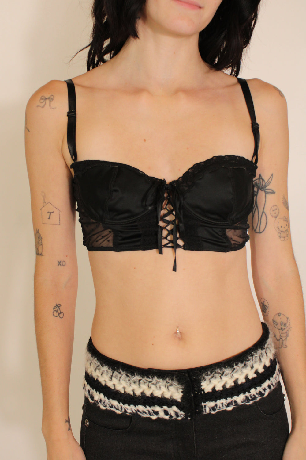 Dolce & Gabbana Black Lace Up Bustier Bra Top