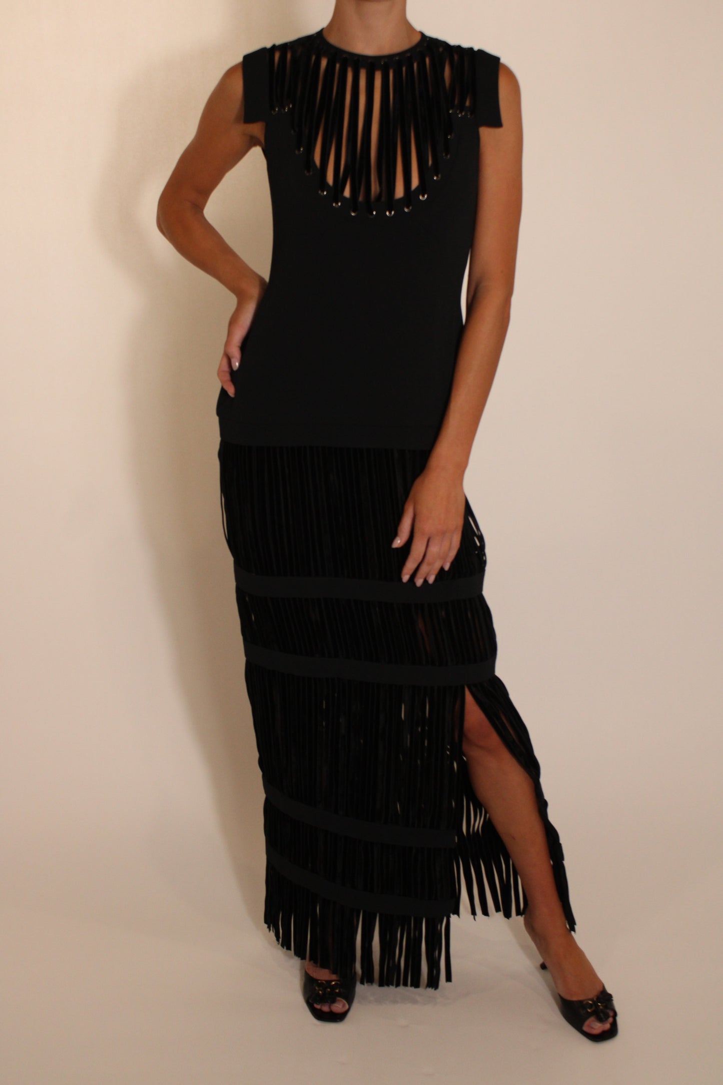 Tom Ford Black Fringe Gown