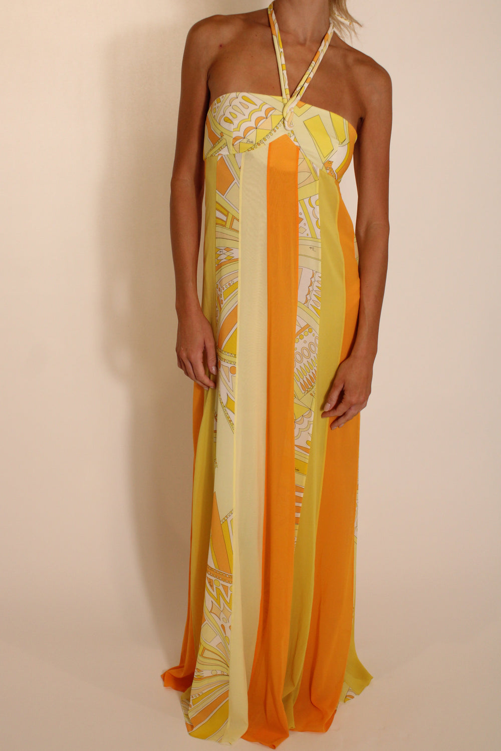 Pucci Yellow Halter Maxi Dress