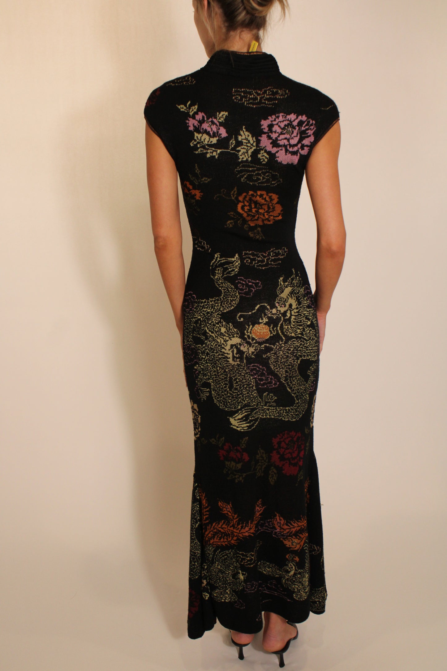 Cavalli Black Floral Dragon Print