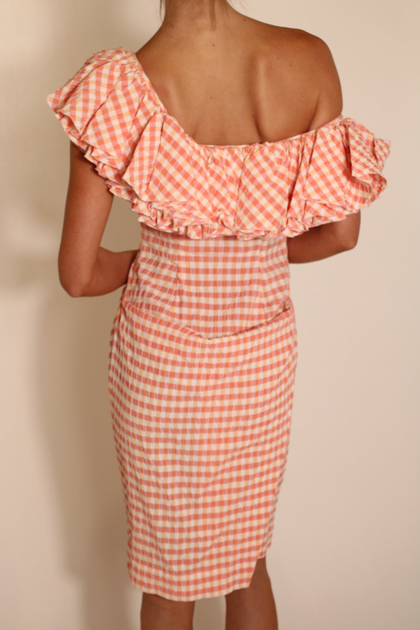 Vivienne Westwood Pink Plaid Ruffle Midi Dress