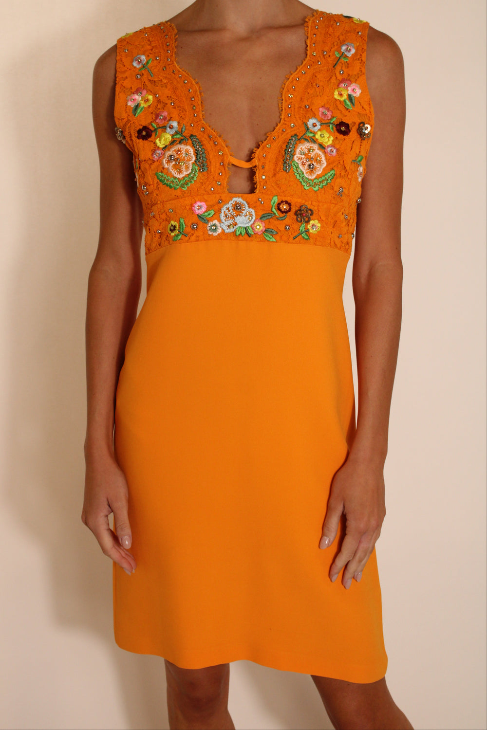 Pucci Orange Embroidered Mini Dress