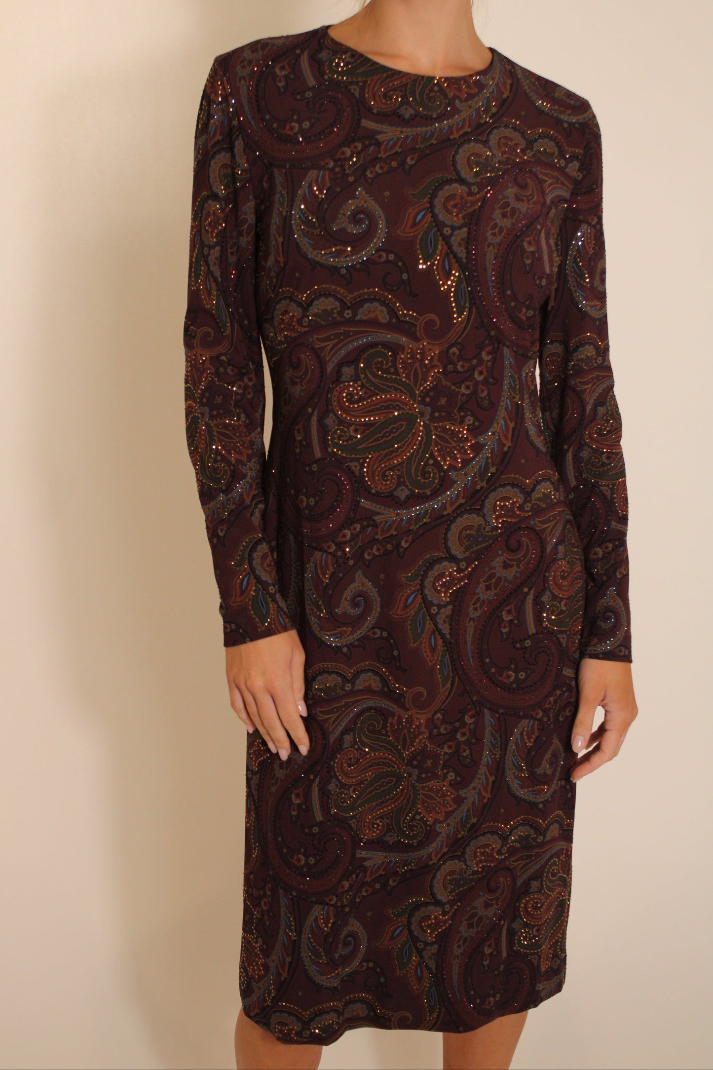Ralph Lauren Maroon Design Long Sleeve Dress