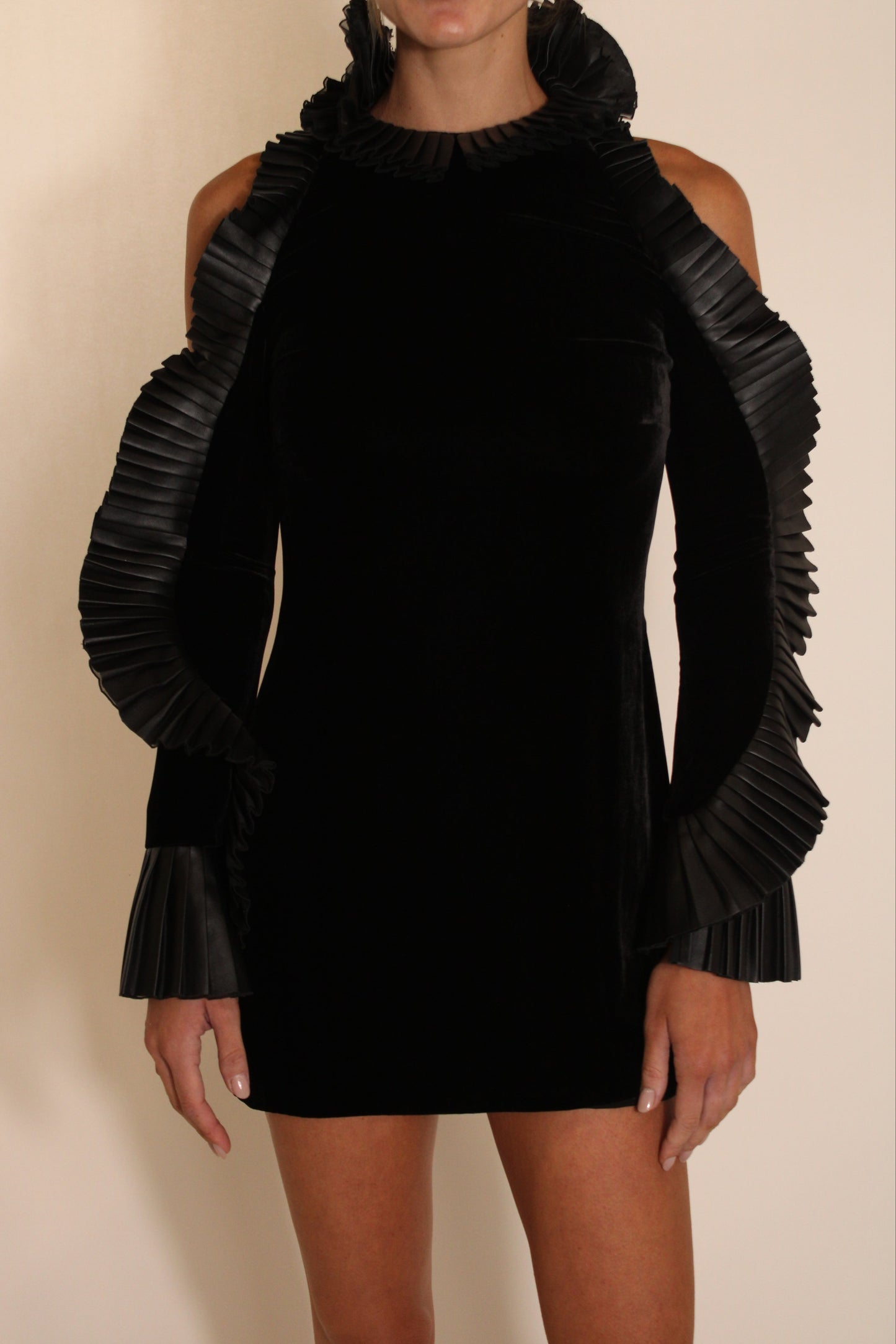 Ralph Lauren Black Velvet Long Sleeve Mini Dress