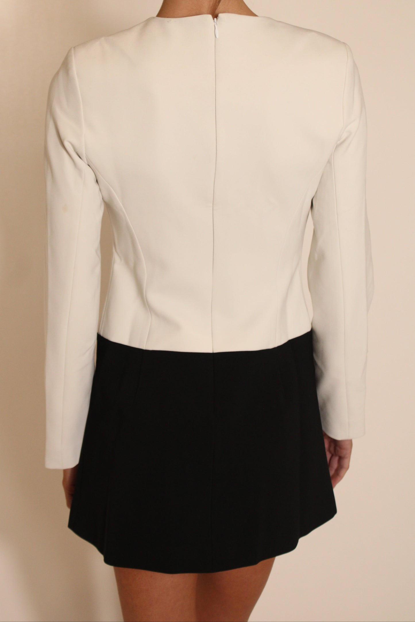 Sandy Liang White & Black Long Sleeve Mini Dress With Bows