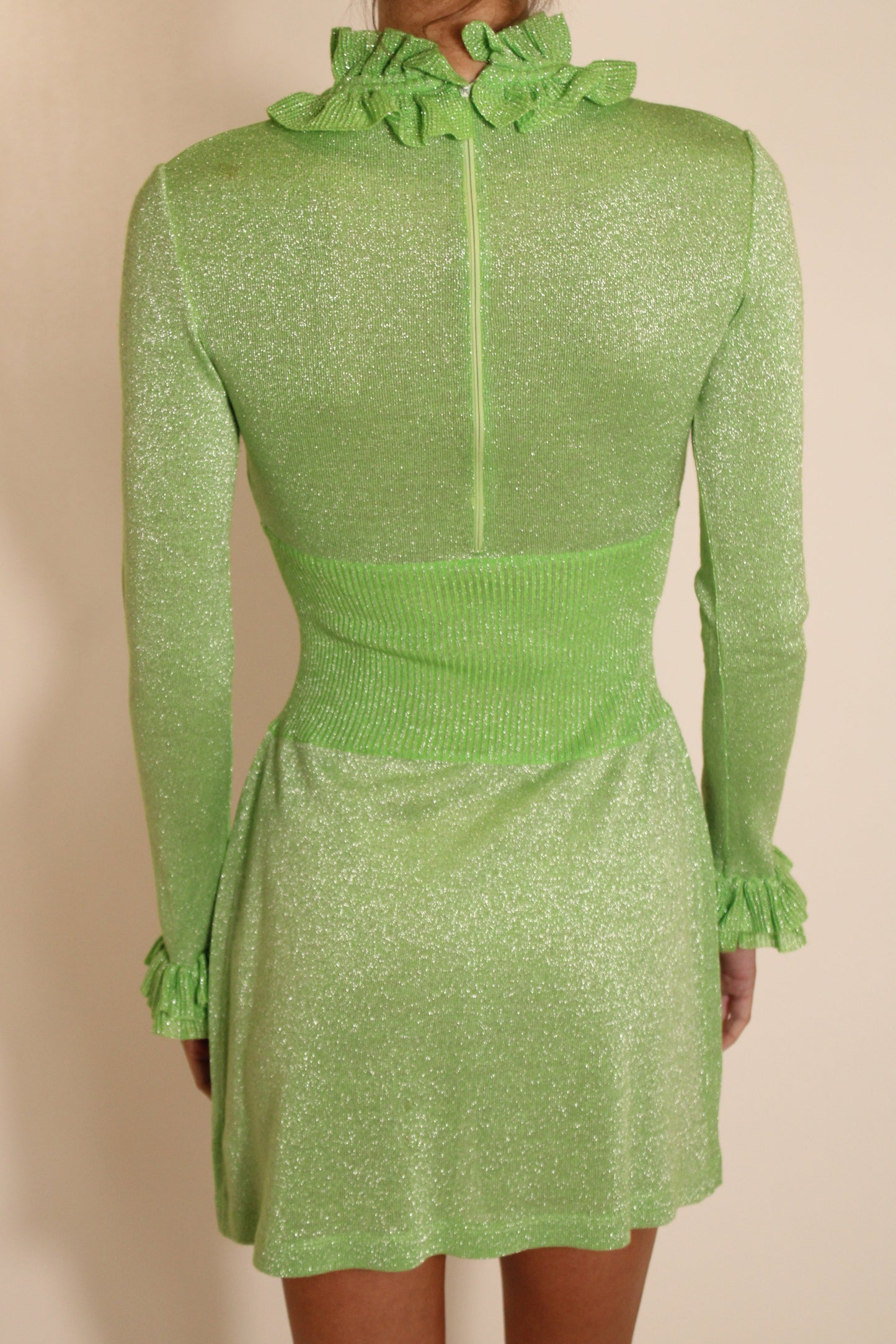 Pucci Green Sparkly Long Sleeve Mini Dress