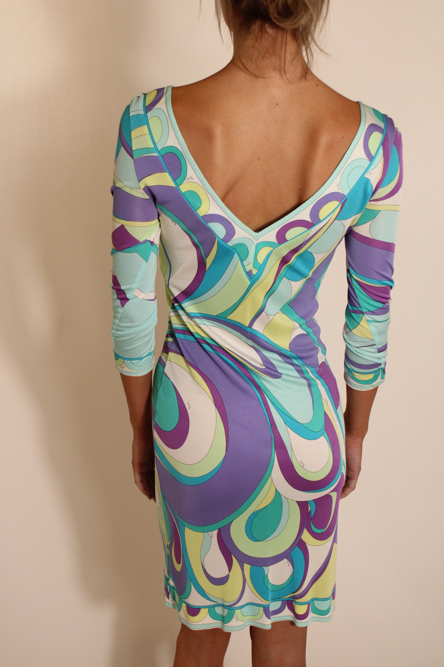 Pucci Green & Blue Long Sleeve Mini Dress