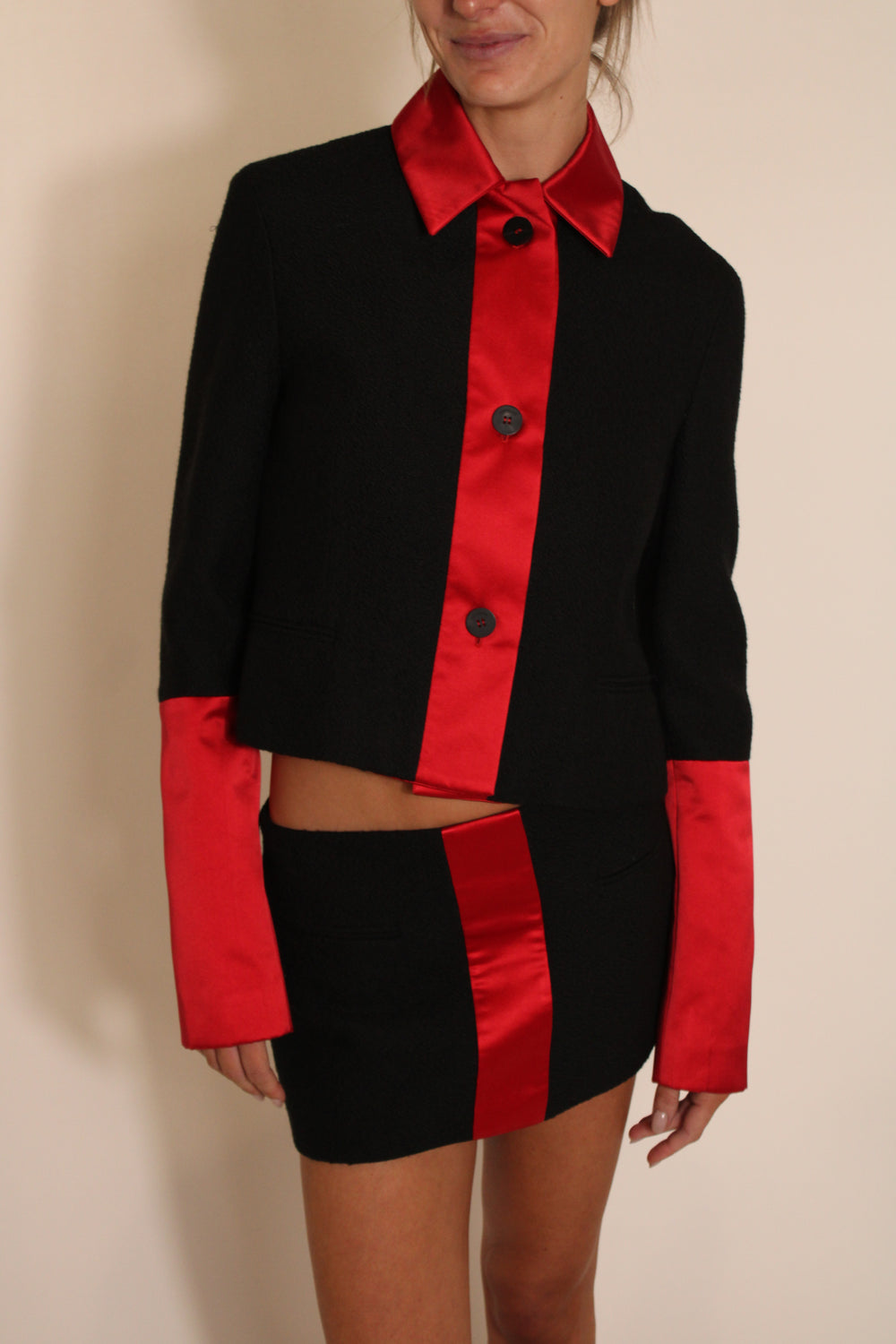 Ferragamo Black & Red Skirt Set