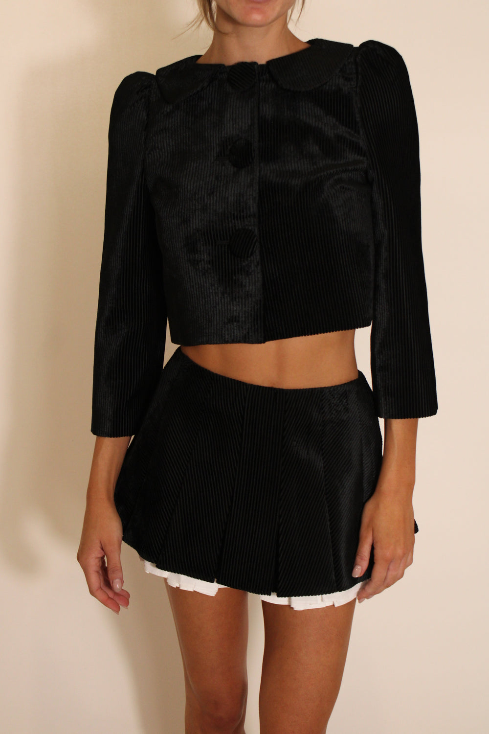 ShuShu Tong Black Ribbed Skirt Set