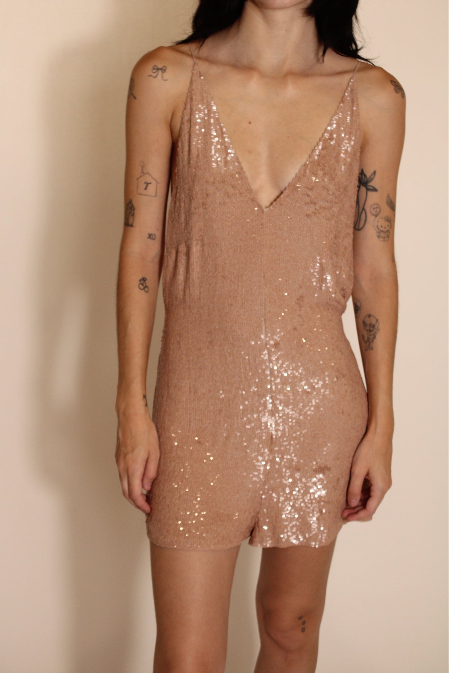 Valentino Light Pink Sequin Romper