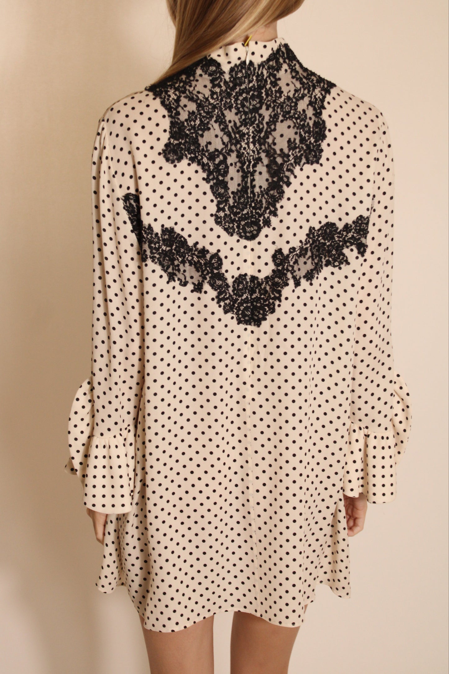 Valentino Polk A Dot Longsleeve Mini Dress