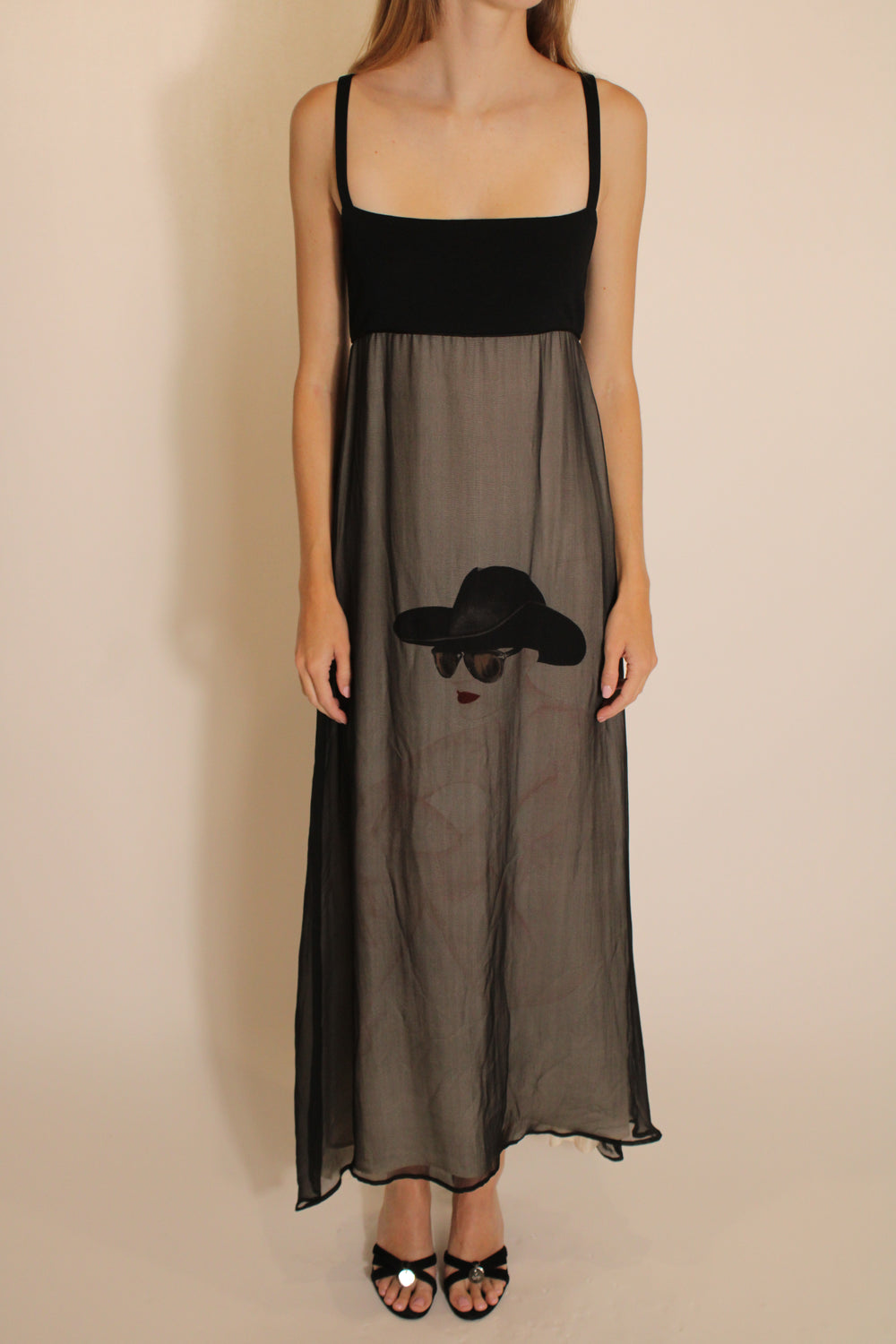 Moschino Grey Cowboy Hat & Face Midi Dress