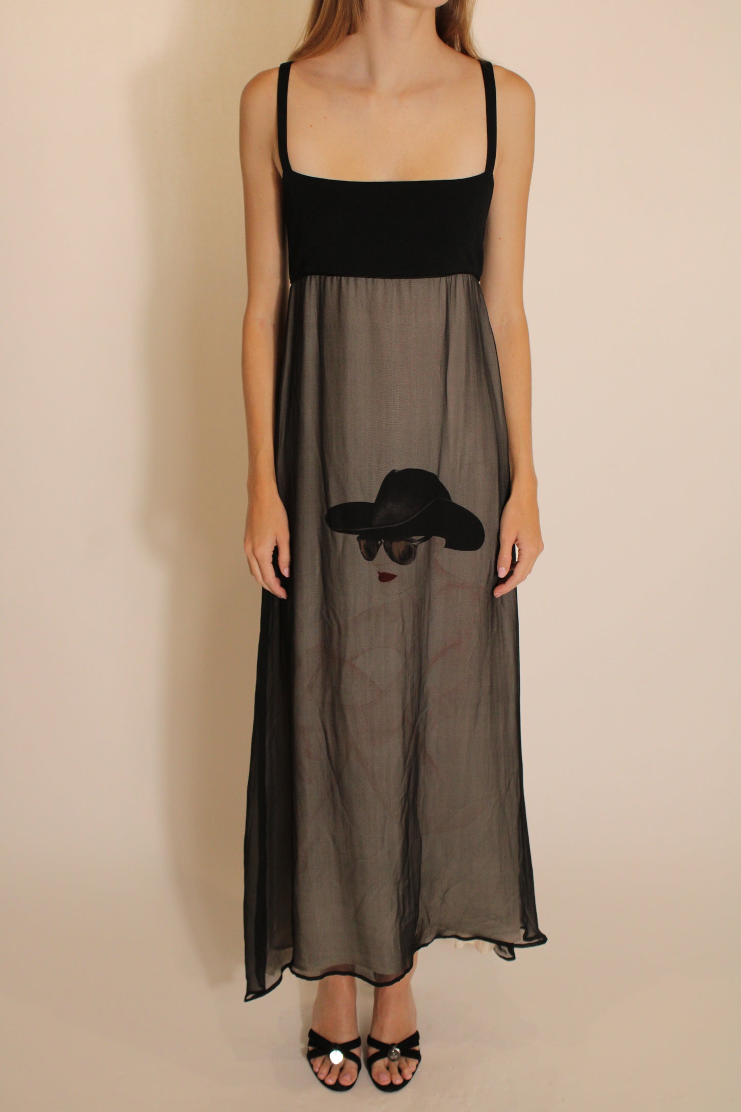 Moschino Grey Cowboy Hat & Face Midi Dress