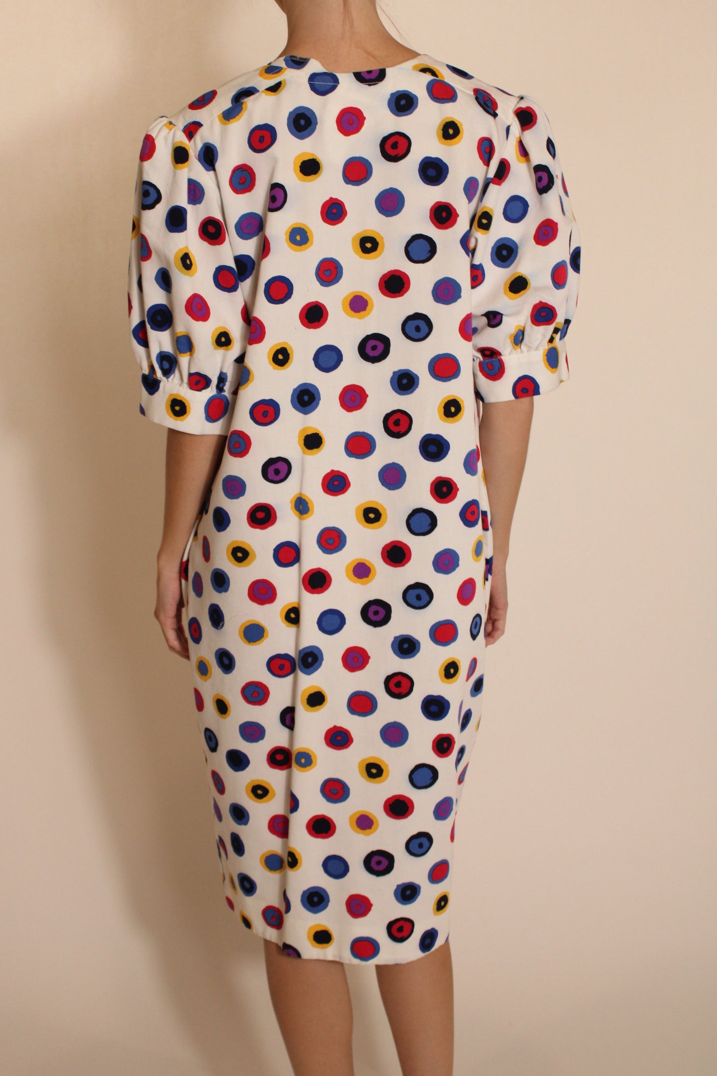 Saint Laurent Multi Color Polk A Dot Midi Dress With Pockets