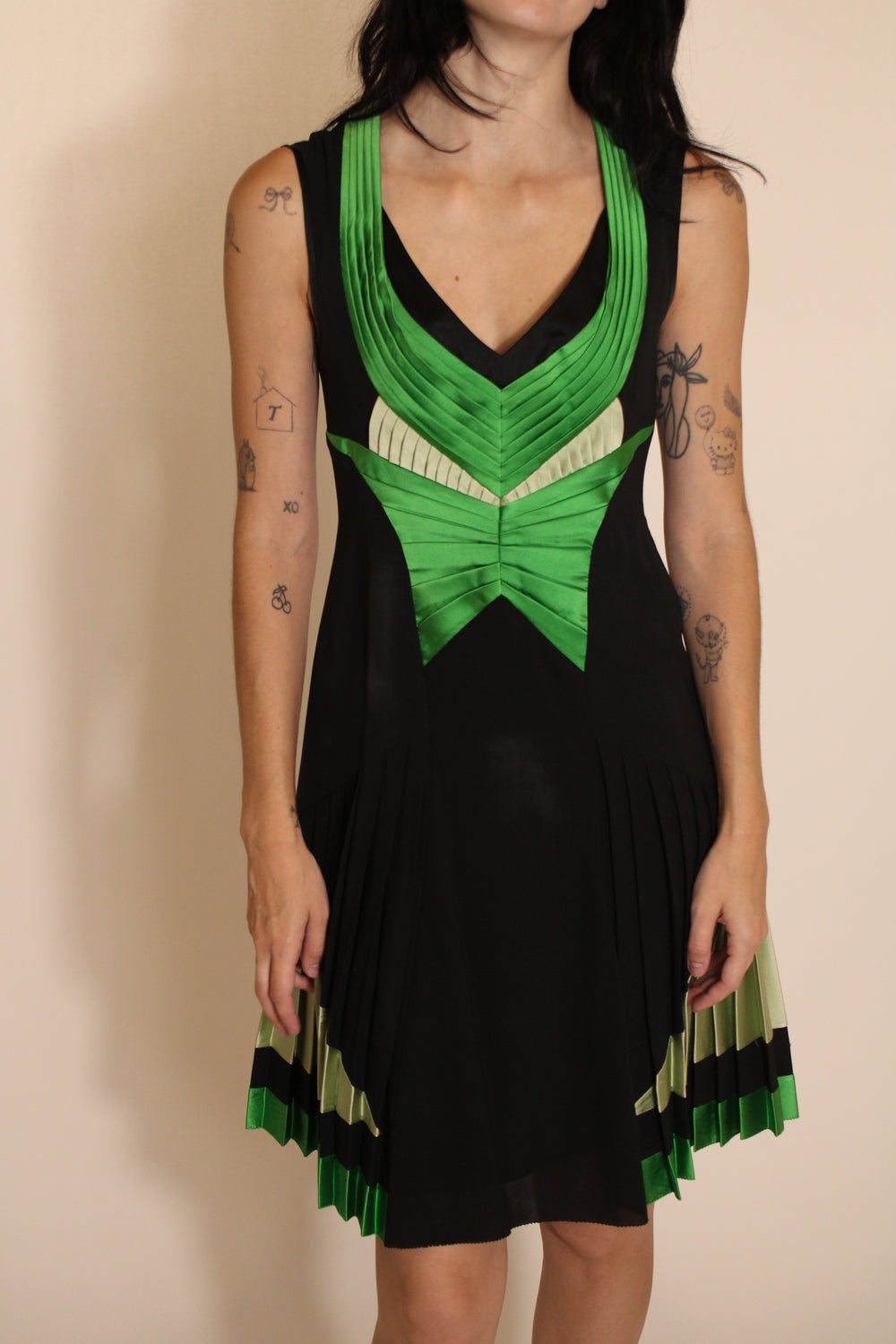 Alberta Ferretti Black & Green Dress