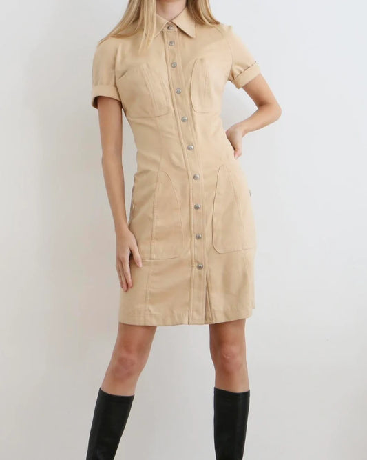 Mugler Brown 1980s Cargo Dress