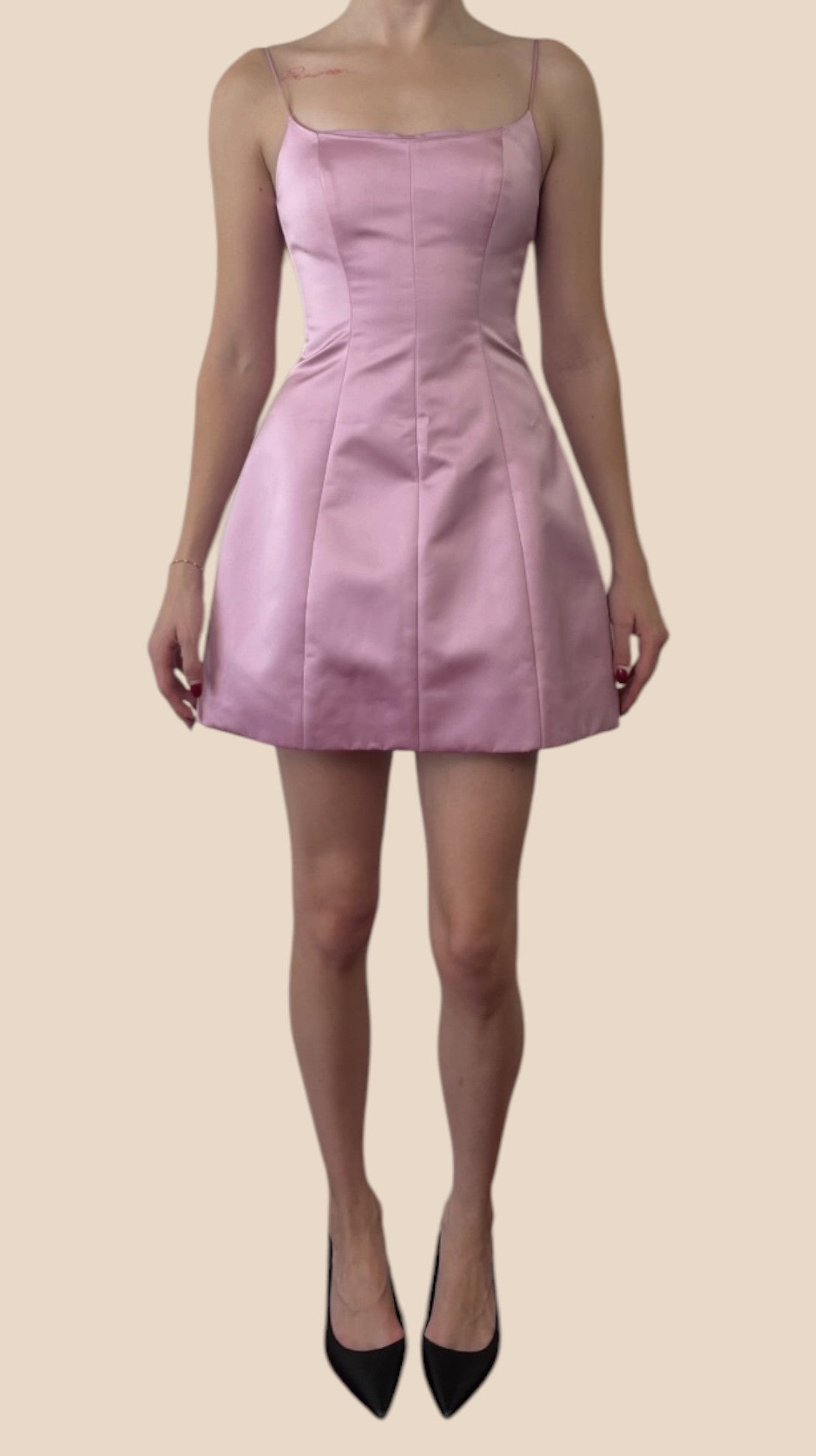 Blumarine Pink Satin Spaghetti Strap Mini Dress