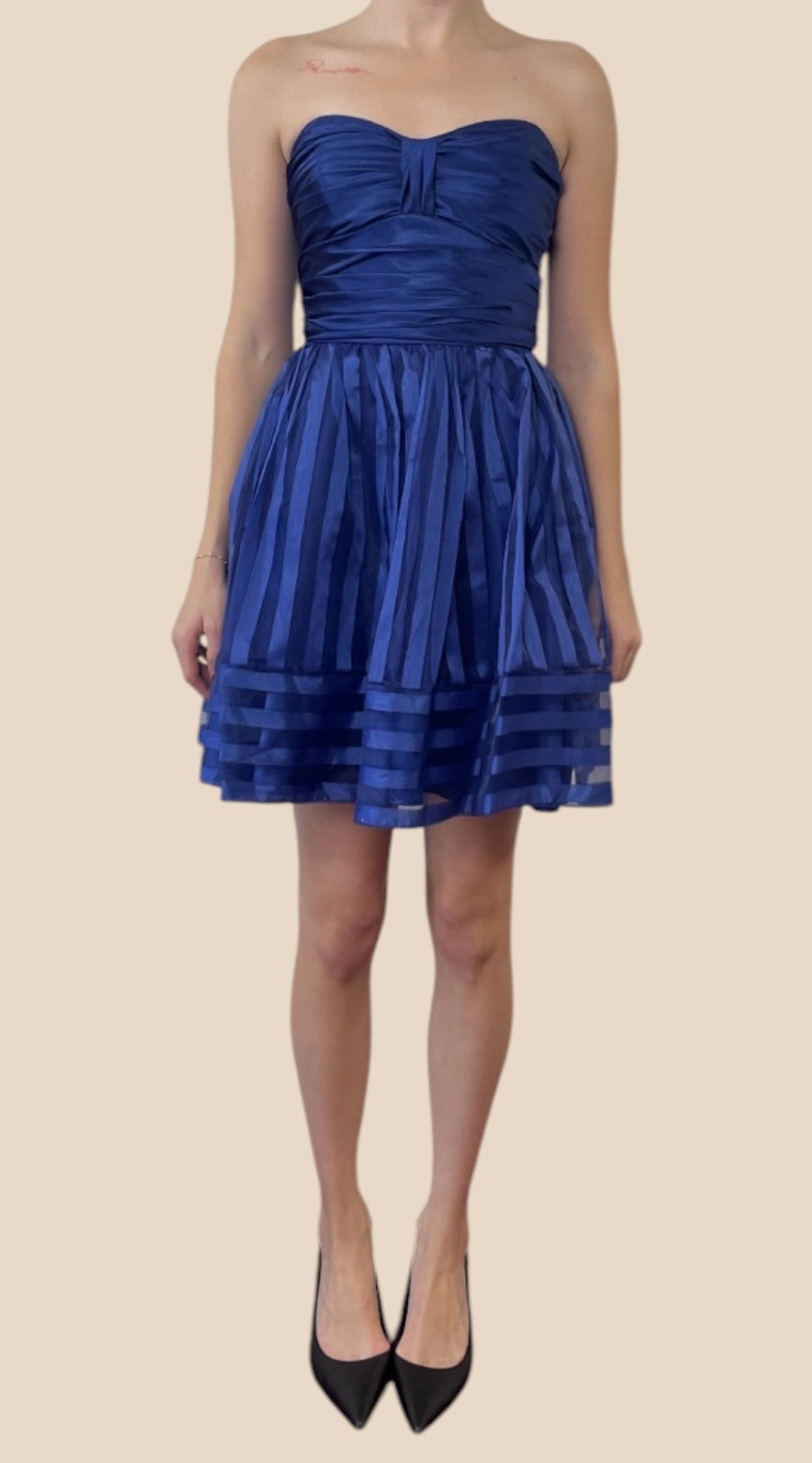 Betsey Johnson Royal Blue Strapless Ruched Dress