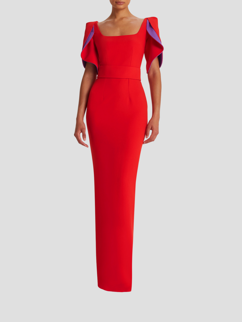 Safiyaa Red Gown With Purple Sleeve Detail