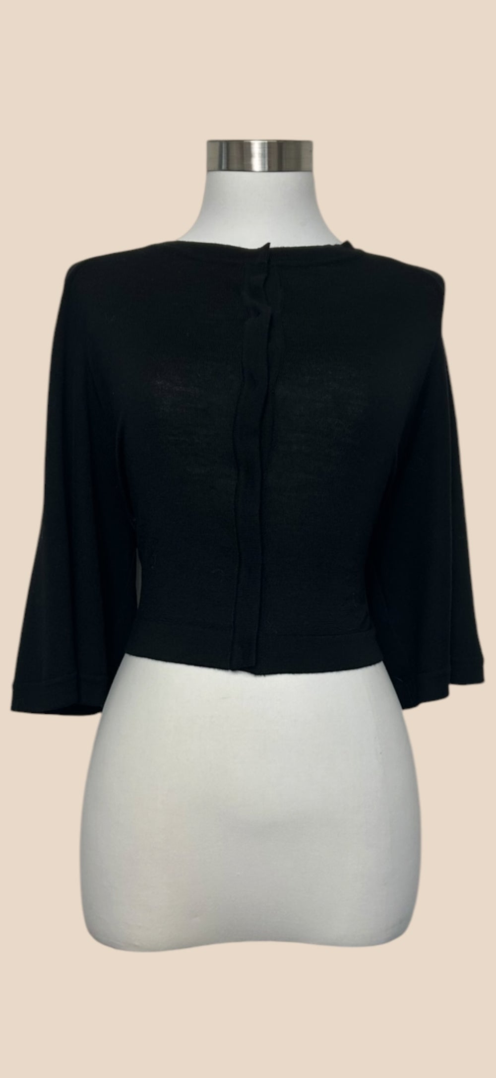 Acne Studios Black Cropped Boat Neck Three-Quarter Sleeve Cardigan