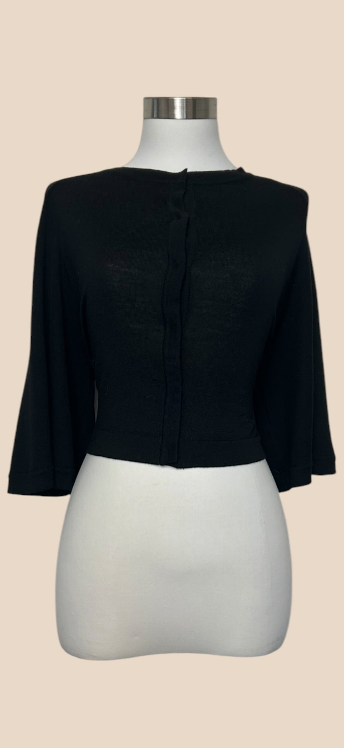 Acne Studios Black Cropped Boat Neck Three-Quarter Sleeve Cardigan