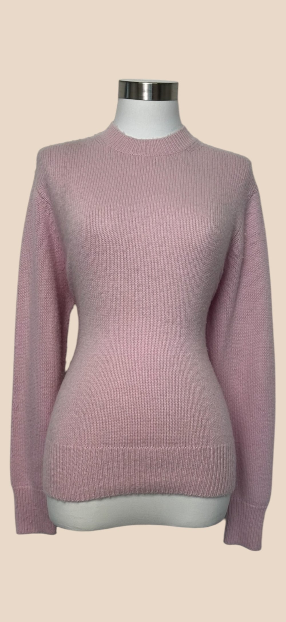 Acne Studios Light Pink Fitted Crew Neck Long Sleeve Knit Sweater