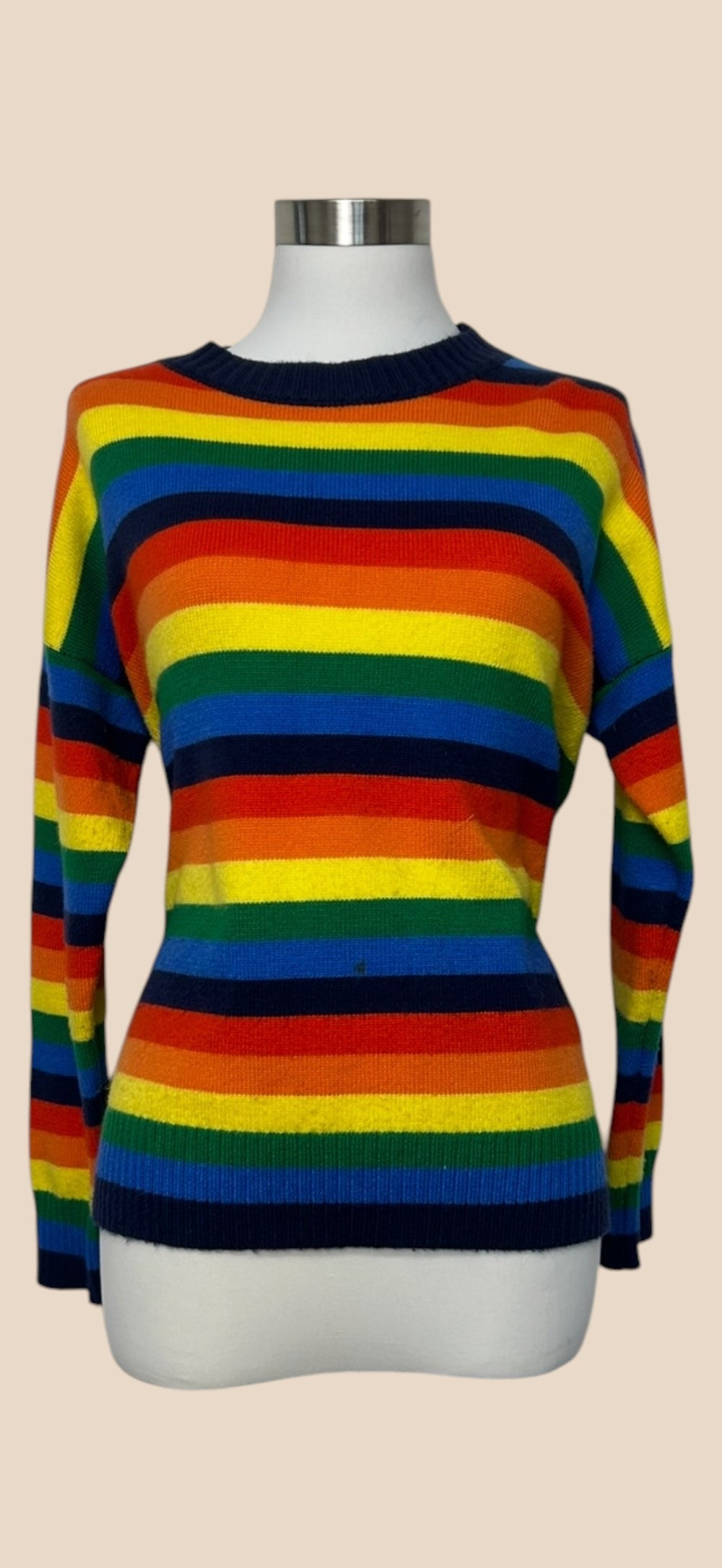 Acne Studios Multicolor Rainbow Striped Crew Neck Long Sleeve Knit Sweater