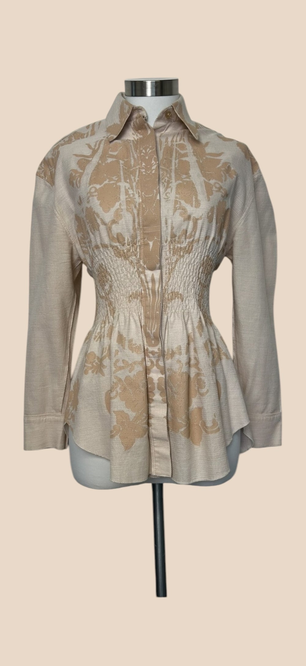 Acne Studios Cream & Beige Smocked Waist Long Sleeve Blouse
