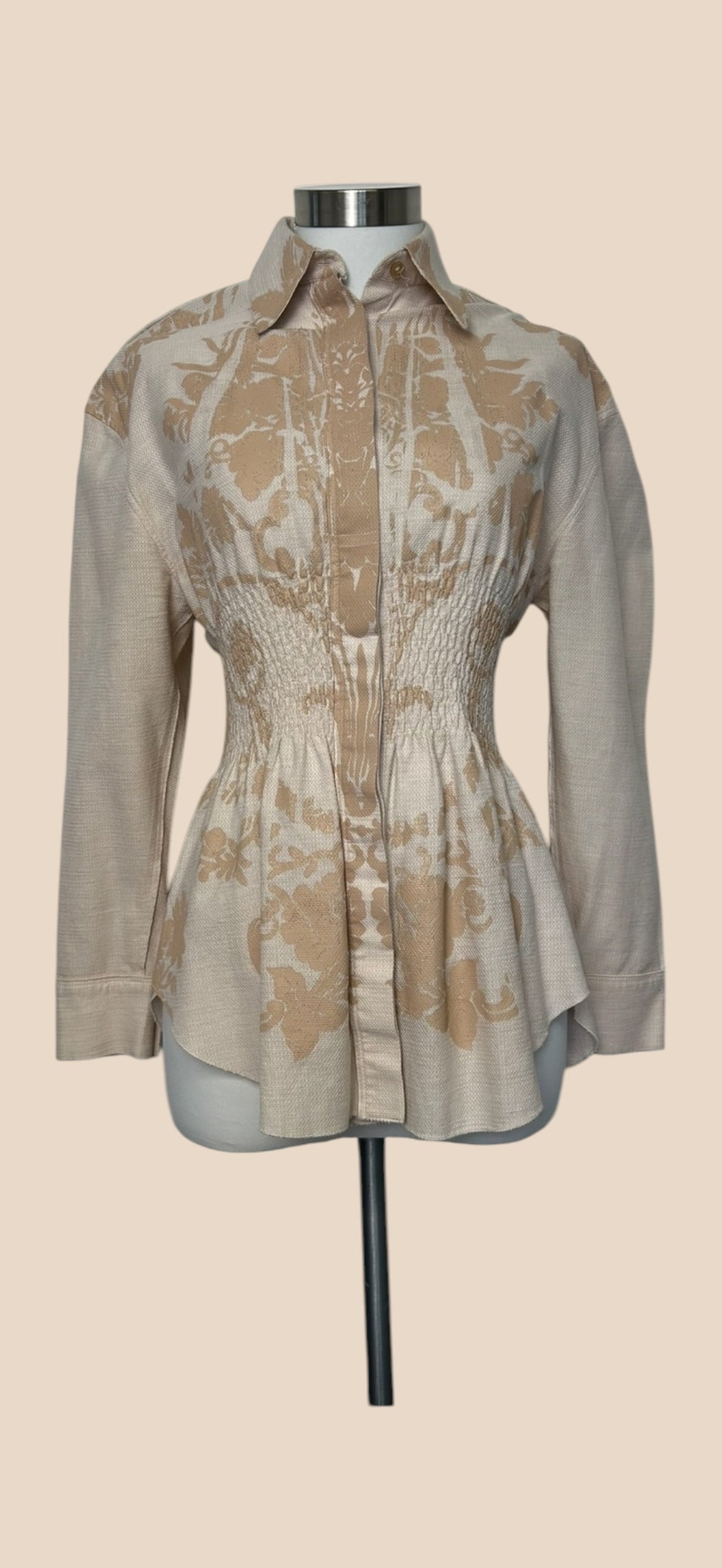 Acne Studios Cream & Beige Smocked Waist Long Sleeve Blouse
