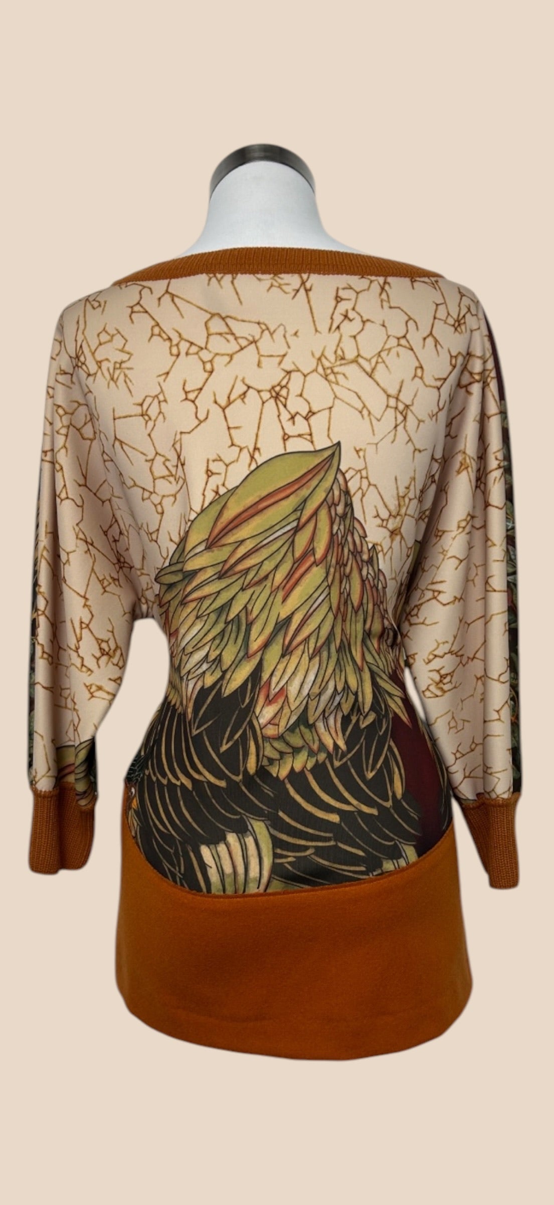 Alberta Ferretti Multicolor Bird and Floral Print Long Sleeve