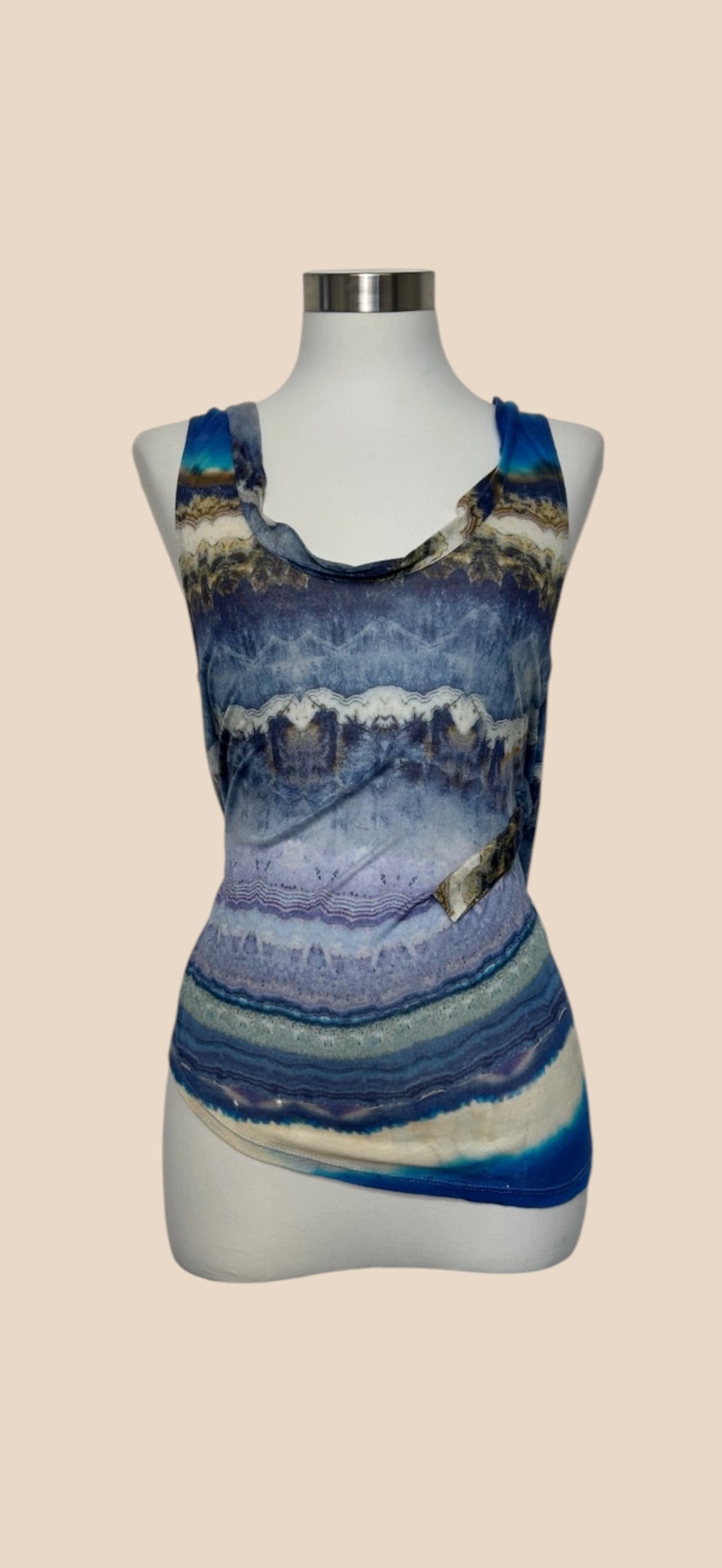 Alexander McQueen Blue Multicolor Print Scoop Neck Sleeveless Tank Top