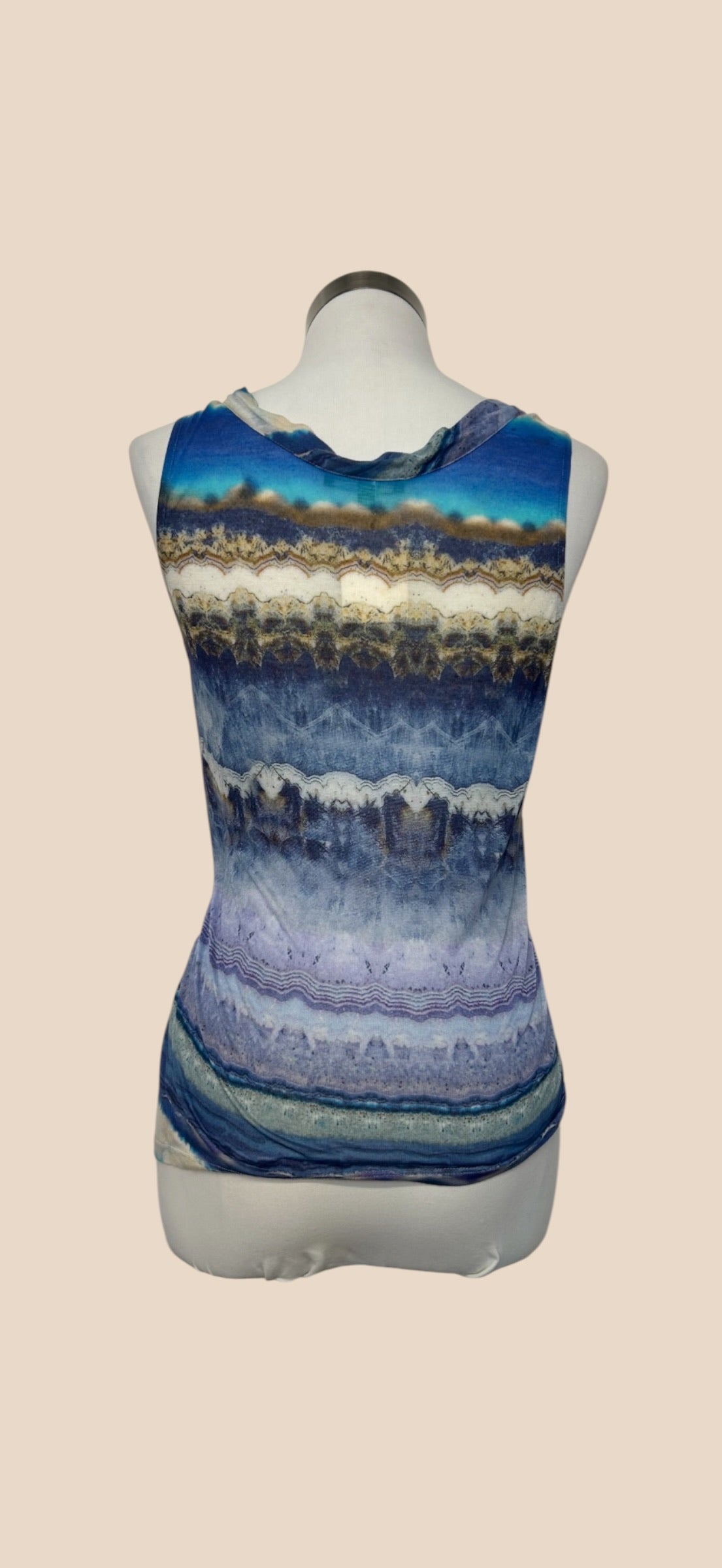 Alexander McQueen Blue Multicolor Print Scoop Neck Sleeveless Tank Top