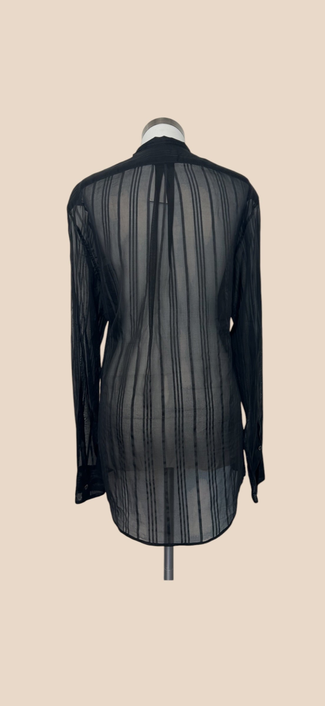 Alexander McQueen Black Sheer Ruffle Front Long Sleeve Blouse