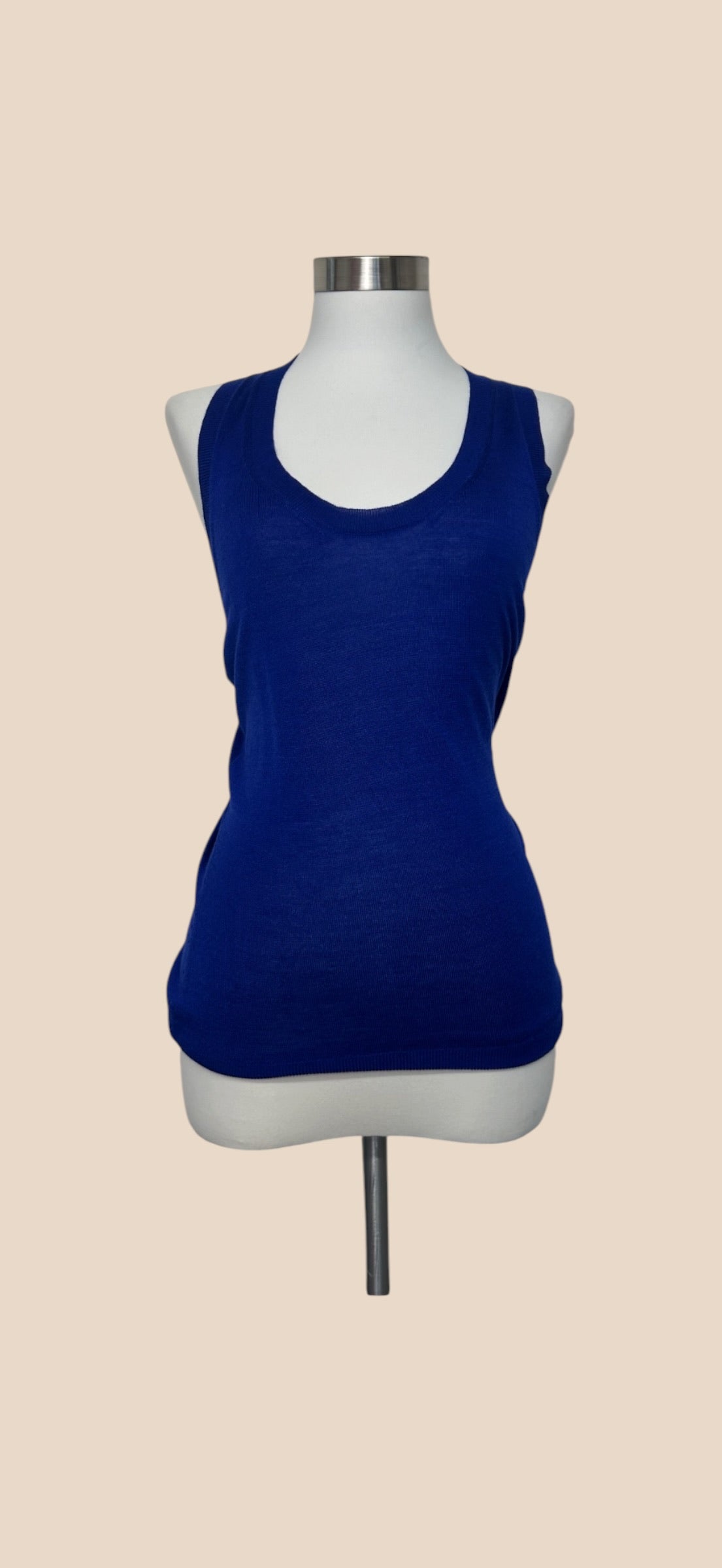 Alexander McQueen Cobalt Blue Scoop Neck Sleeveless Knit Tank Top