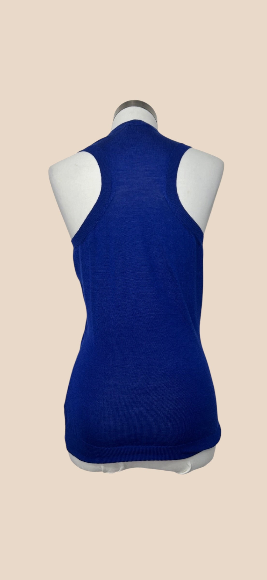 Alexander McQueen Cobalt Blue Scoop Neck Sleeveless Knit Tank Top